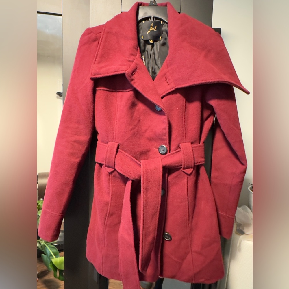 Jack Burgundy Belted Trench Coat from ModCloth
